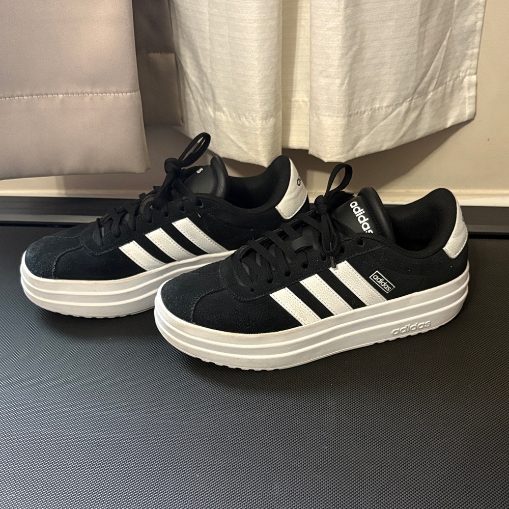 Adidas Black and White Platform Sneakers